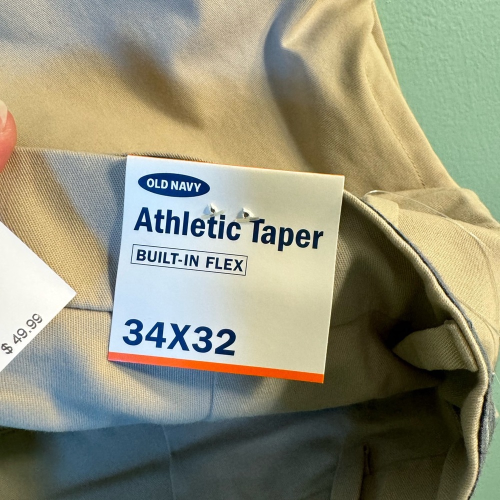 NWT Old Navy, Athletic Taper Ultimate Khaki pants , size 34X32. - Picture 2 of 5